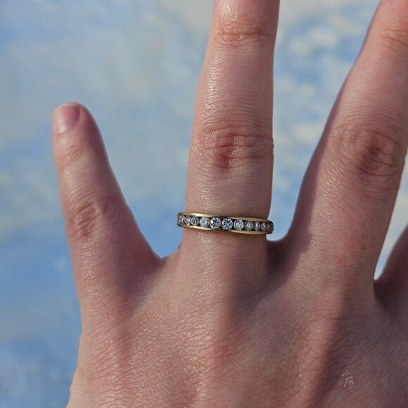 10K Yellow Gold 1/2TCW Diamond Channel Set Band Wedding Ring Size 7.25 - Picture 2 of 15